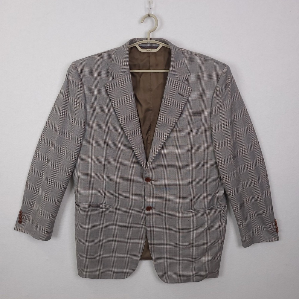 Trussini Blazer Mens 58 Gray Glen Plaid Wool Sport Coat Loro Piana Italy